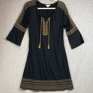 J.Jill midi dress stretch knit S petite boho festival witchy whimsigoth dark